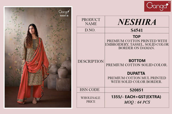 Ganga Fashion Neshira 4541 Cotton Printed Dress Material Wholesale Collection