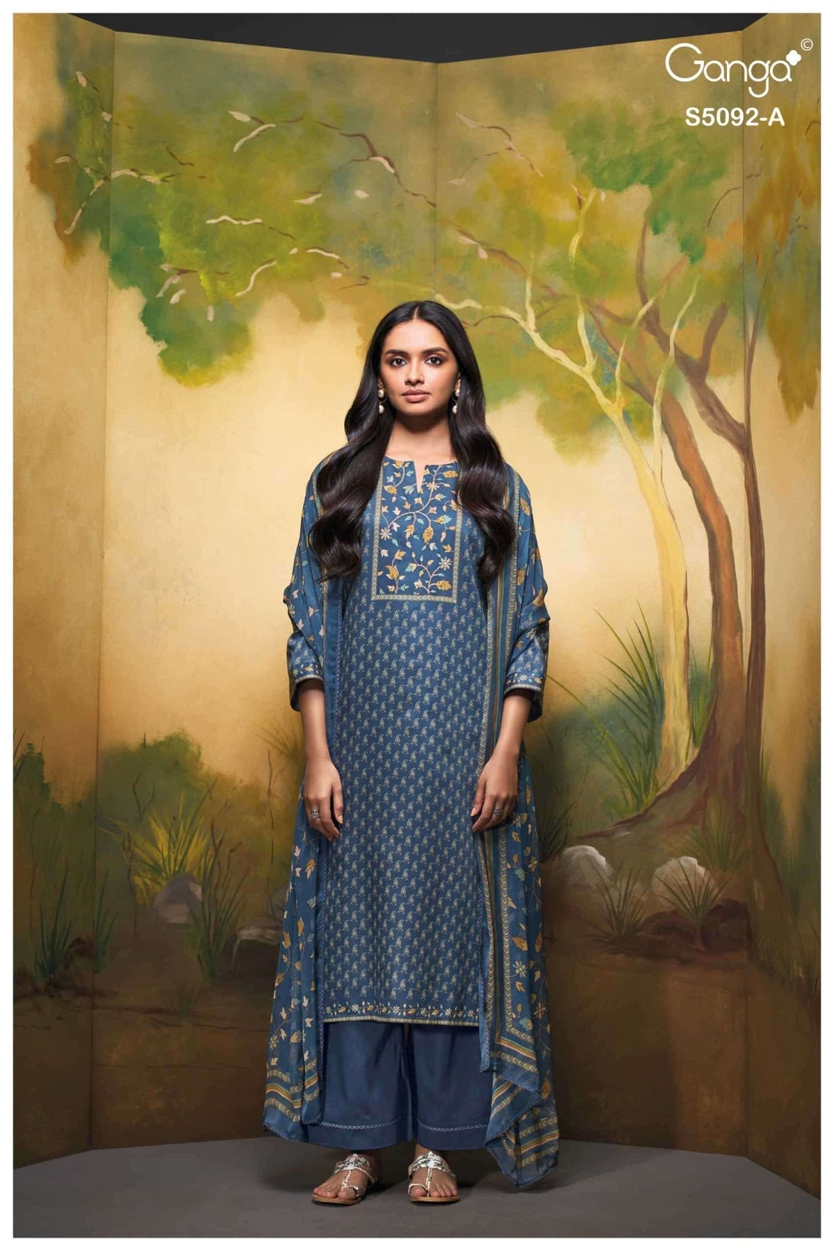 Ganga Fashion Nieveka 5092 Premium Cotton Satin Dress Material - Amrah Wholesale