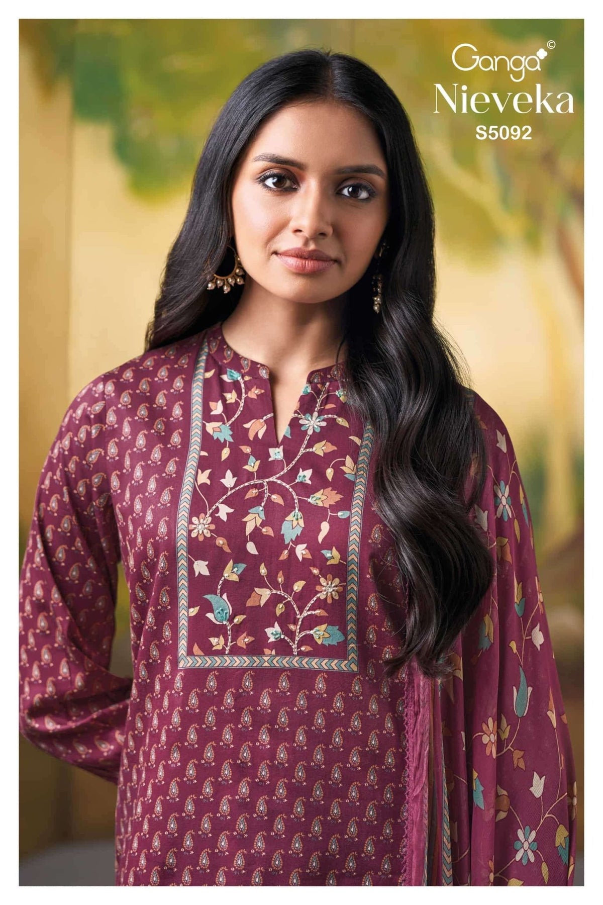 Ganga Fashion Nieveka 5092 Premium Cotton Satin Dress Material - Amrah Wholesale