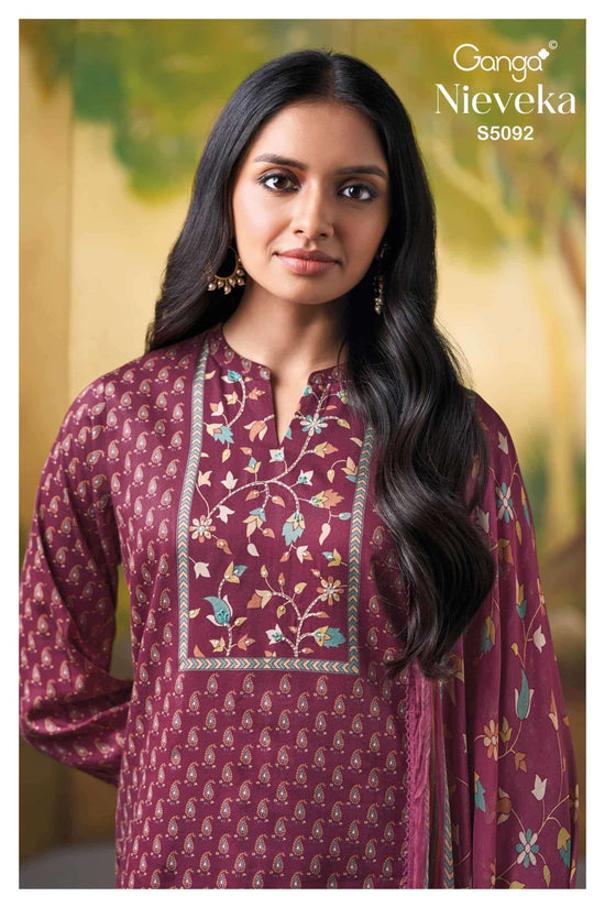 Ganga Fashion Nieveka 5092 Premium Cotton Satin Dress Material - Amrah Wholesale