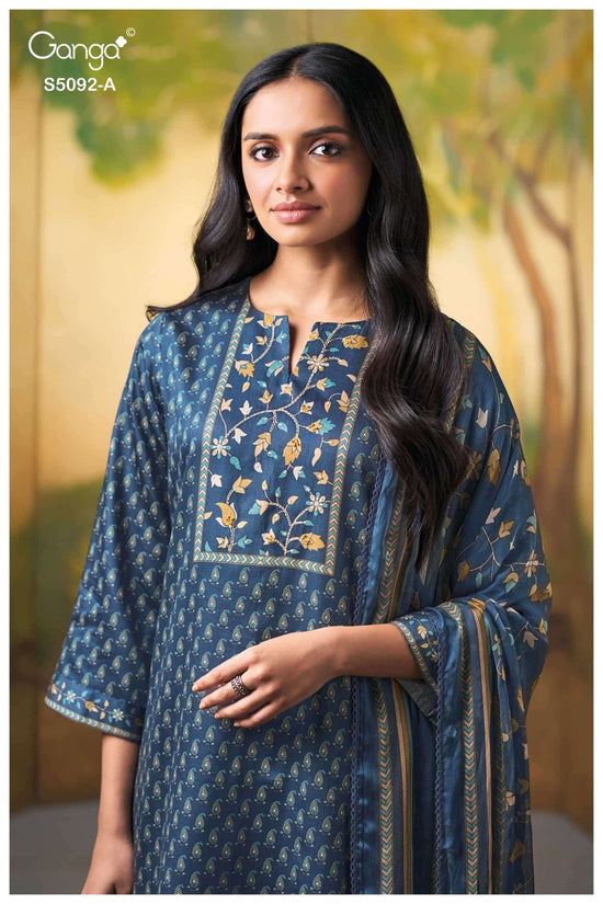 Ganga Fashion Nieveka 5092 Premium Cotton Satin Dress Material - Amrah Wholesale