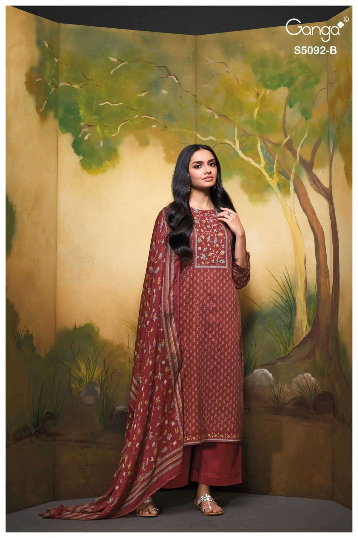 Ganga Fashion Nieveka 5092 Premium Cotton Satin Dress Material - Amrah Wholesale