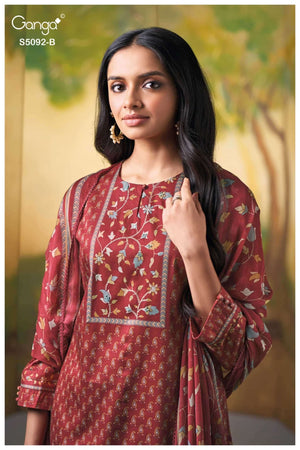 Ganga Fashion Nieveka 5092 Premium Cotton Satin Dress Material - Amrah Wholesale