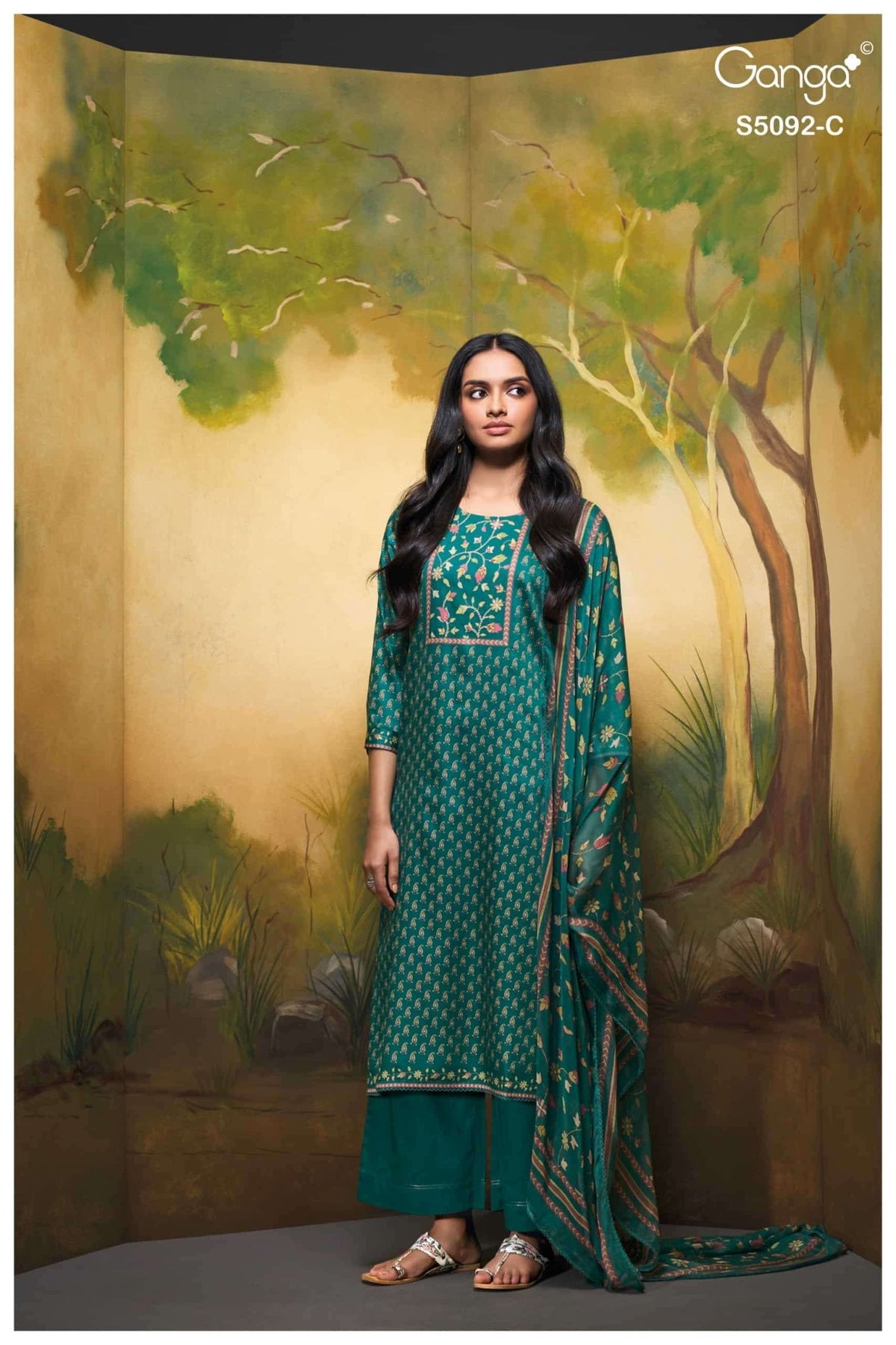 Ganga Fashion Nieveka 5092 Premium Cotton Satin Dress Material - Amrah Wholesale