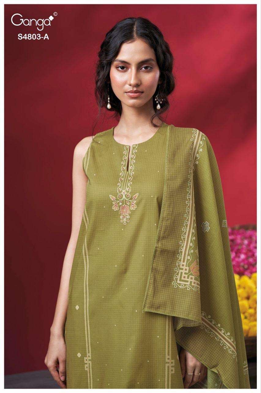 Ganga Fashion Nireya 4803 Premium Cotton Dress Material - Amrah Wholesale