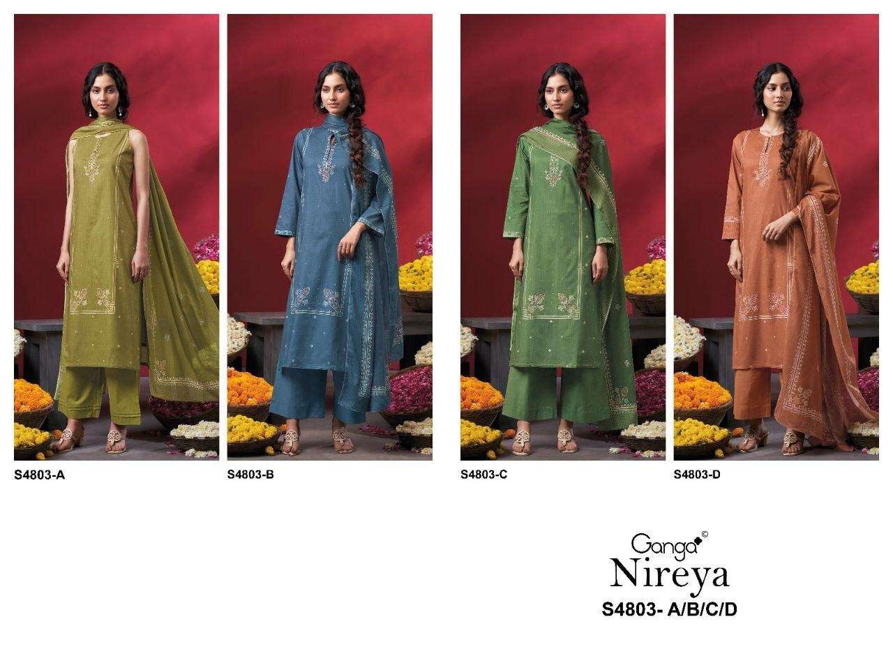 Ganga Fashion Nireya 4803 Premium Cotton Dress Material - Amrah Wholesale