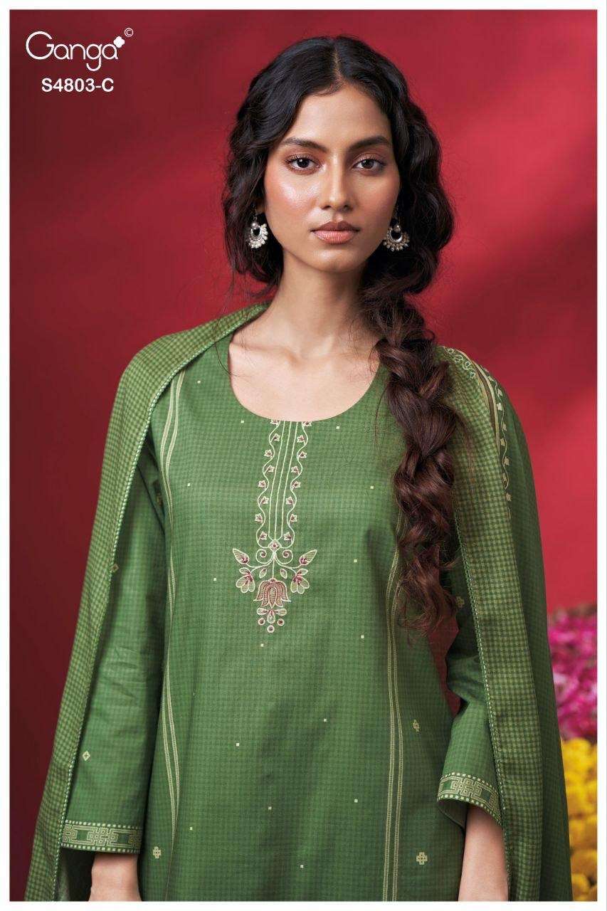Ganga Fashion Nireya 4803 Premium Cotton Dress Material - Amrah Wholesale