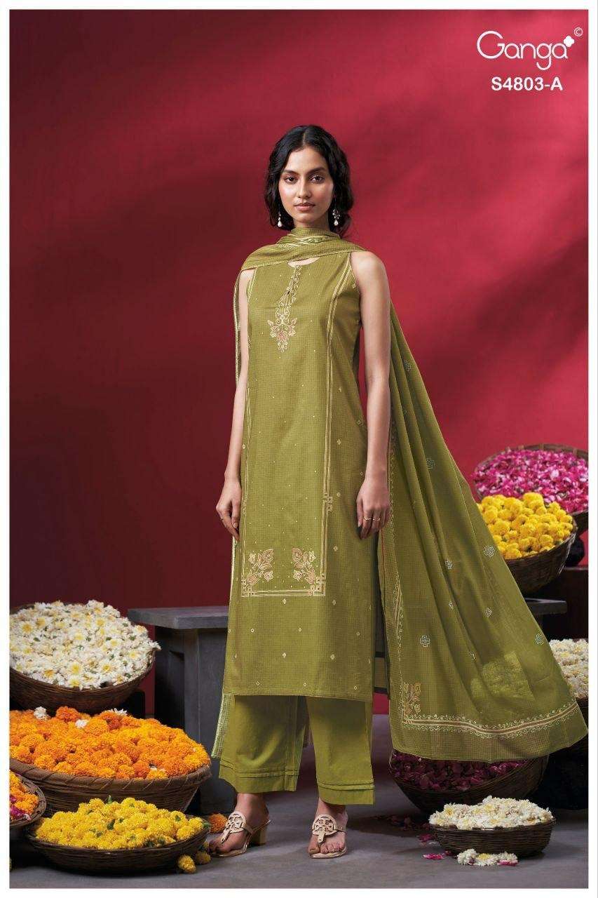 Ganga Fashion Nireya 4803 Premium Cotton Dress Material - Amrah Wholesale