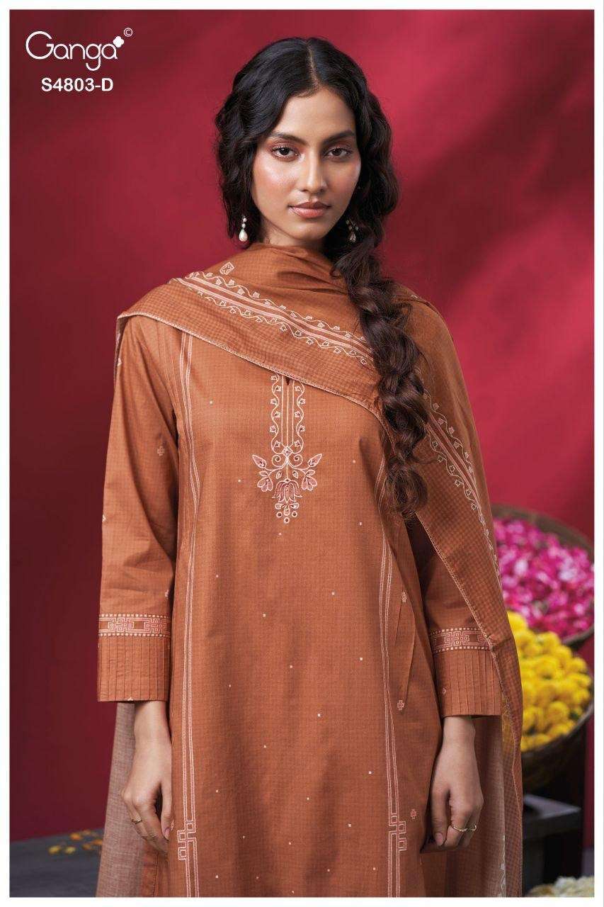 Ganga Fashion Nireya 4803 Premium Cotton Dress Material - Amrah Wholesale