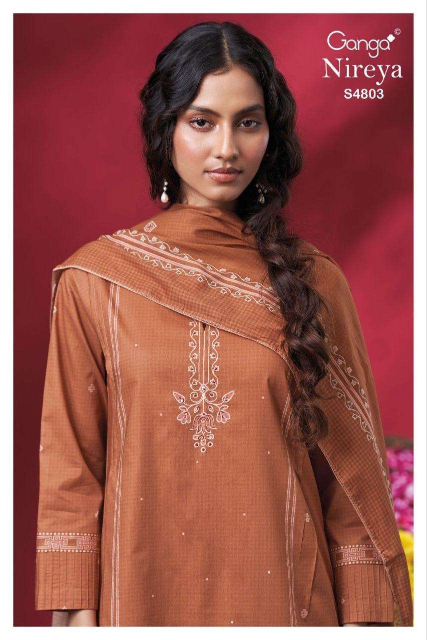 Ganga Fashion Nireya 4803 Premium Cotton Dress Material - Amrah Wholesale