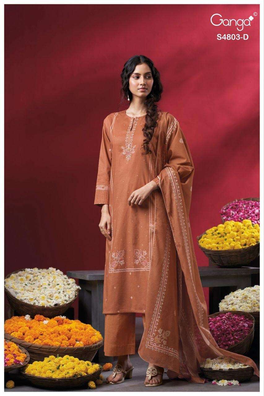 Ganga Fashion Nireya 4803 Premium Cotton Dress Material - Amrah Wholesale