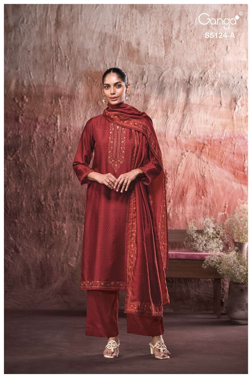 Ganga Fashion Nitanshi 5124 Pure Bemberg Russian Silk Dress Material