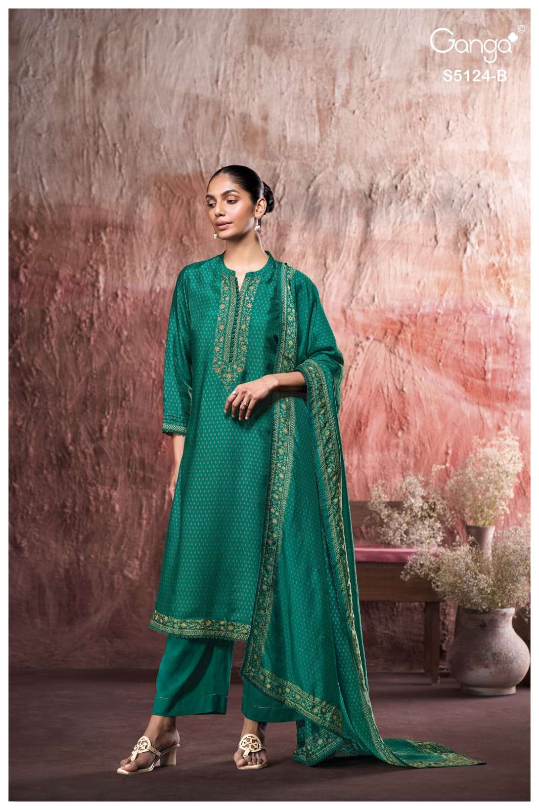 Ganga Fashion Nitanshi 5124 Pure Bemberg Russian Silk Dress Material