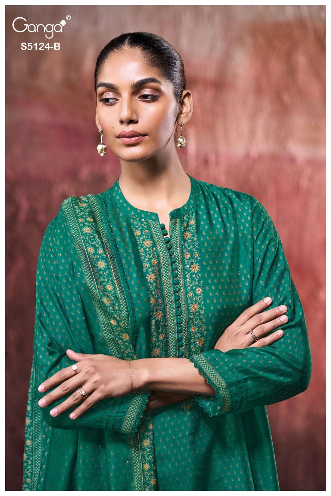 Ganga Fashion Nitanshi 5124 Pure Bemberg Russian Silk Dress Material