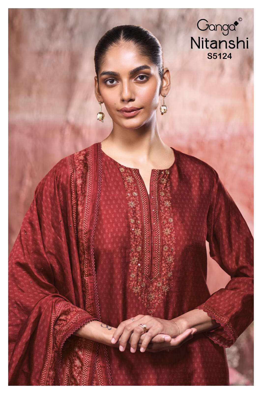 Ganga Fashion Nitanshi 5124 Pure Bemberg Russian Silk Dress Material