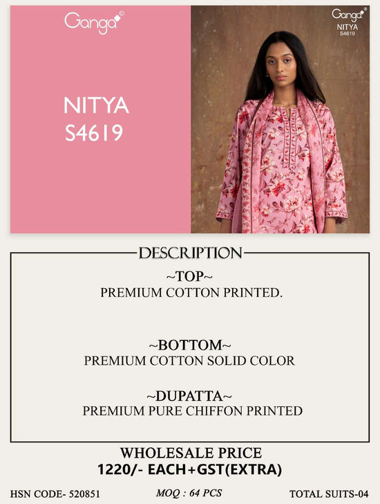 Ganga Fashion Nitya 4619 Cotton Dress Material Wholesale Surat - Amrah Wholesale