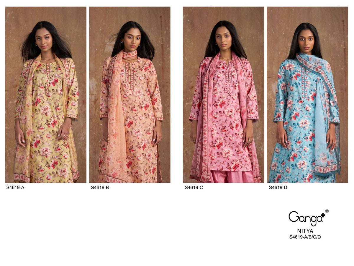 Ganga Fashion Nitya 4619 Cotton Dress Material Wholesale Surat - Amrah Wholesale