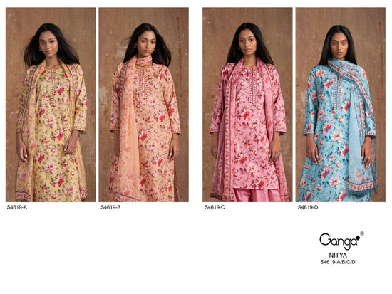 Ganga Fashion Nitya 4619 Cotton Dress Material Wholesale Surat - Amrah Wholesale