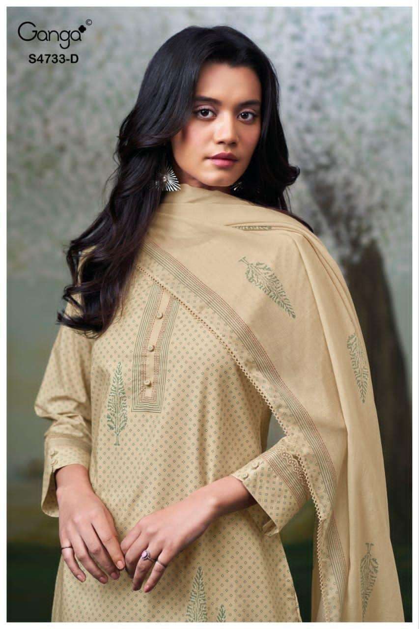 Ganga Fashion Nivellea 4733 Premium Cotton Dress Material - Amrah Wholesale