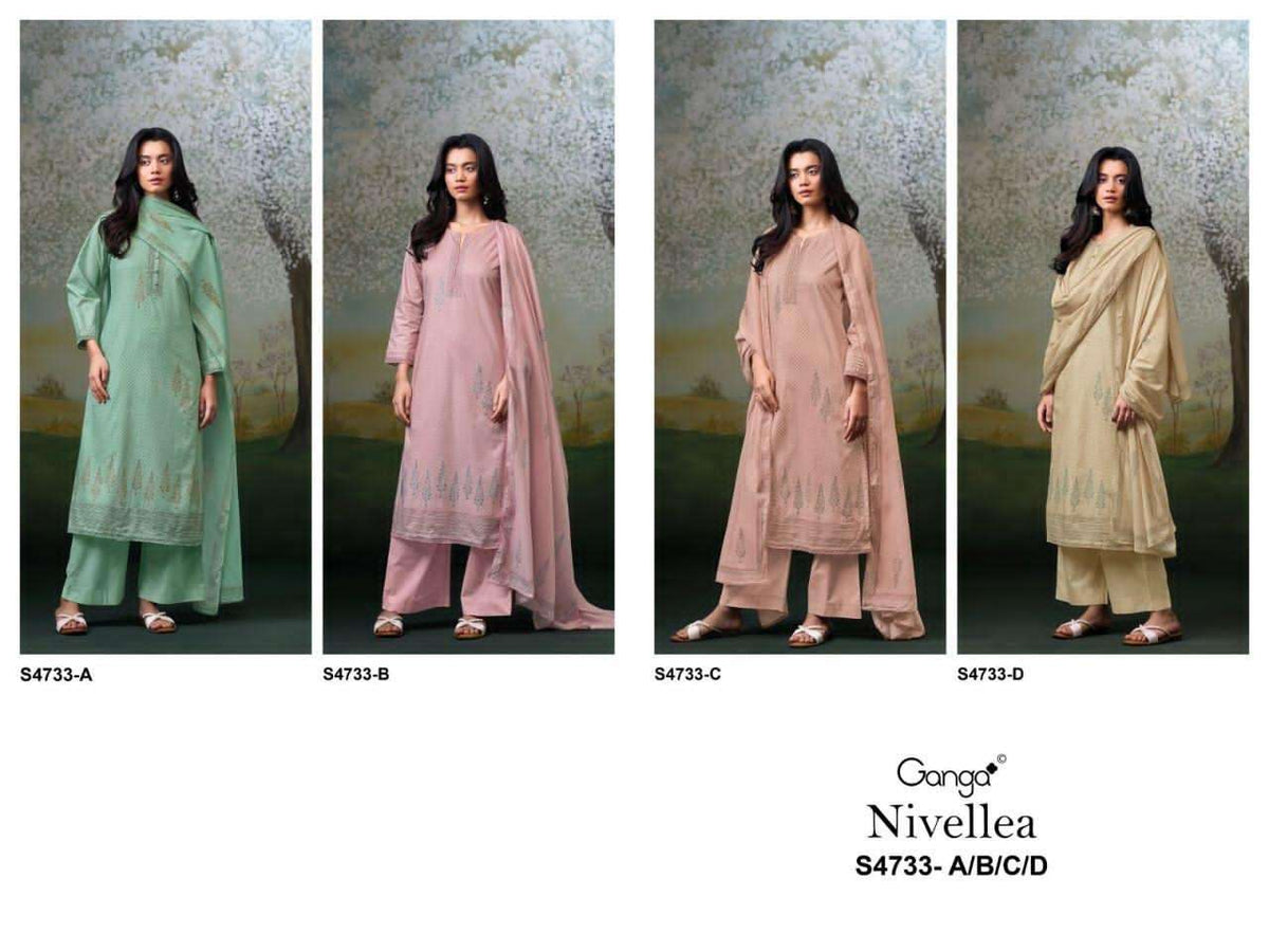 Ganga Fashion Nivellea 4733 Premium Cotton Dress Material - Amrah Wholesale