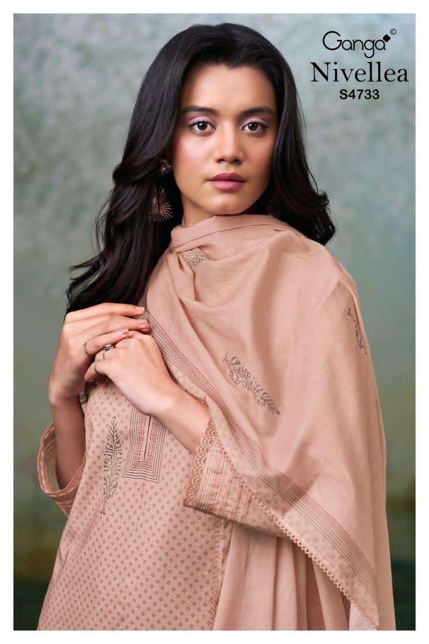 Ganga Fashion Nivellea 4733 Premium Cotton Dress Material - Amrah Wholesale
