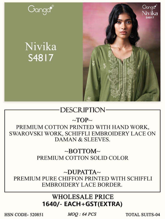 Ganga Fashion Nivika 4817 Premium Cotton Dress Material - Amrah Wholesale