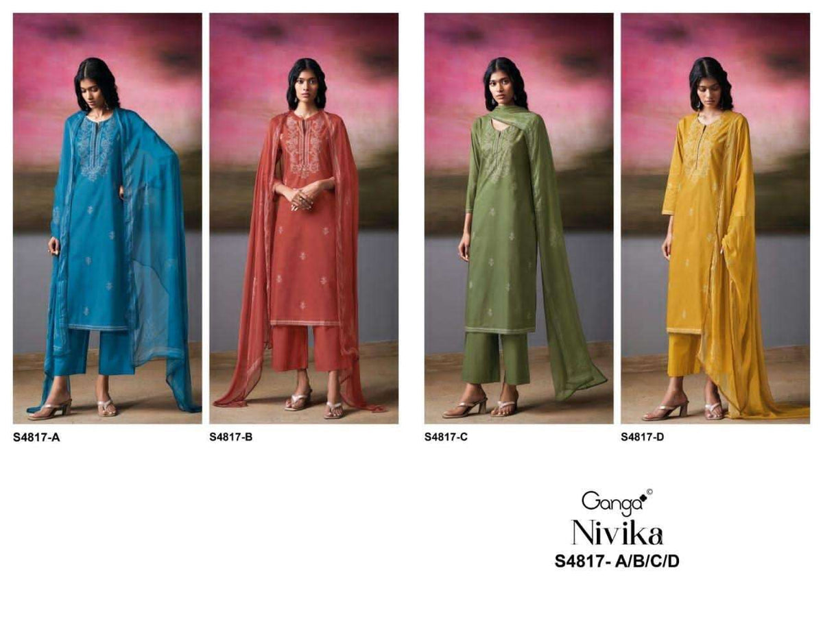 Ganga Fashion Nivika 4817 Premium Cotton Dress Material - Amrah Wholesale