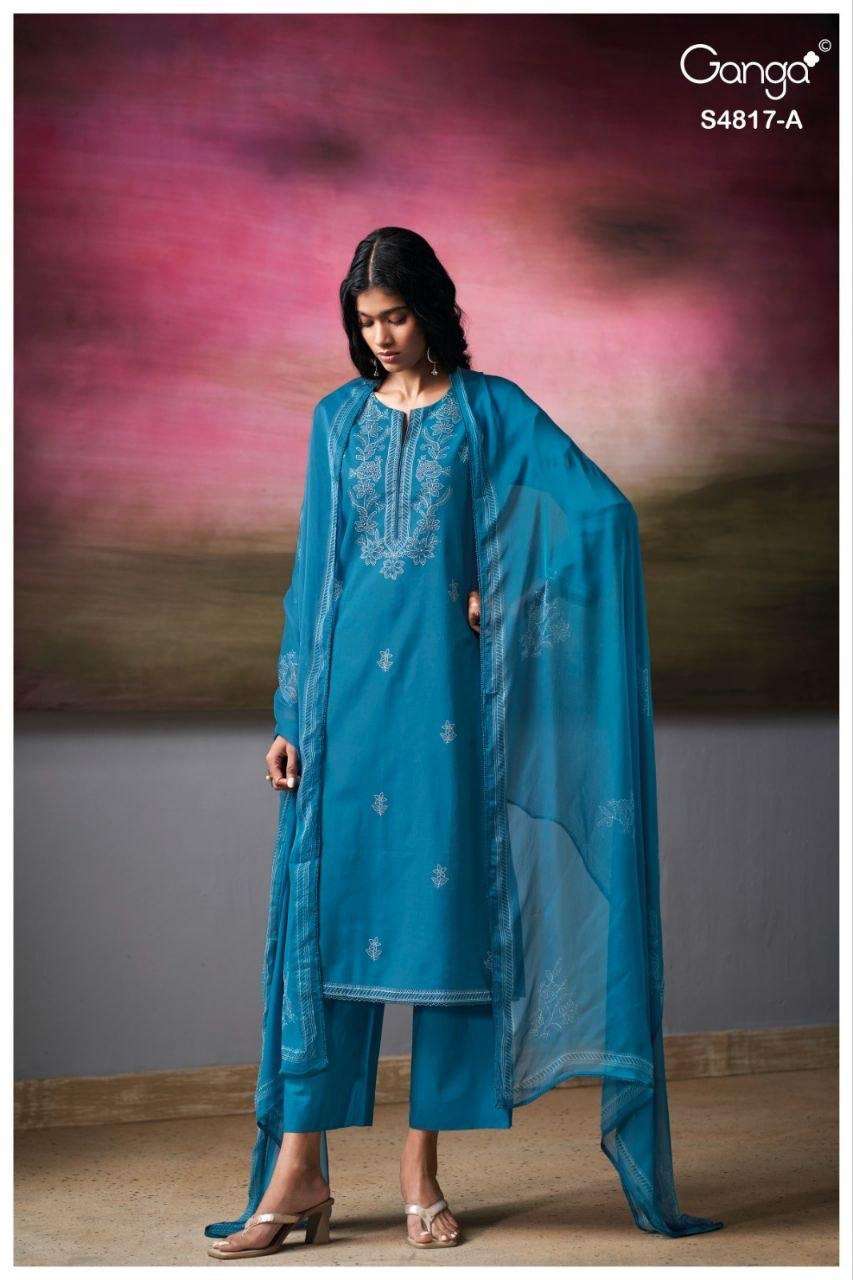 Ganga Fashion Nivika 4817 Premium Cotton Dress Material - Amrah Wholesale