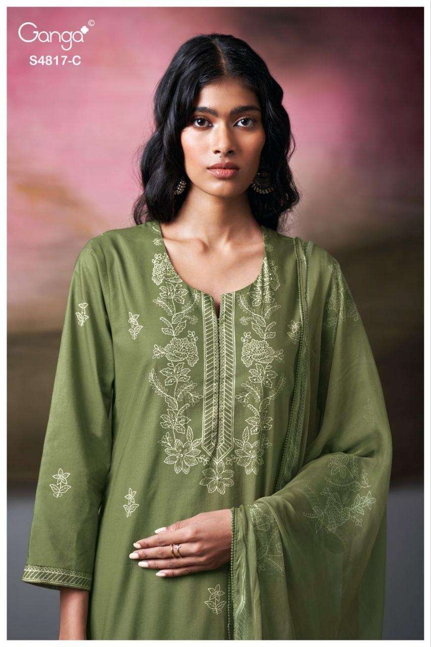Ganga Fashion Nivika 4817 Premium Cotton Dress Material - Amrah Wholesale