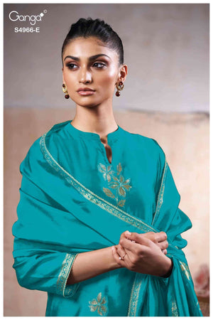 Ganga Fashion Nivora 4966 Premium Woven Silk Jacquard Designer Dress Material - Amrah Wholesale