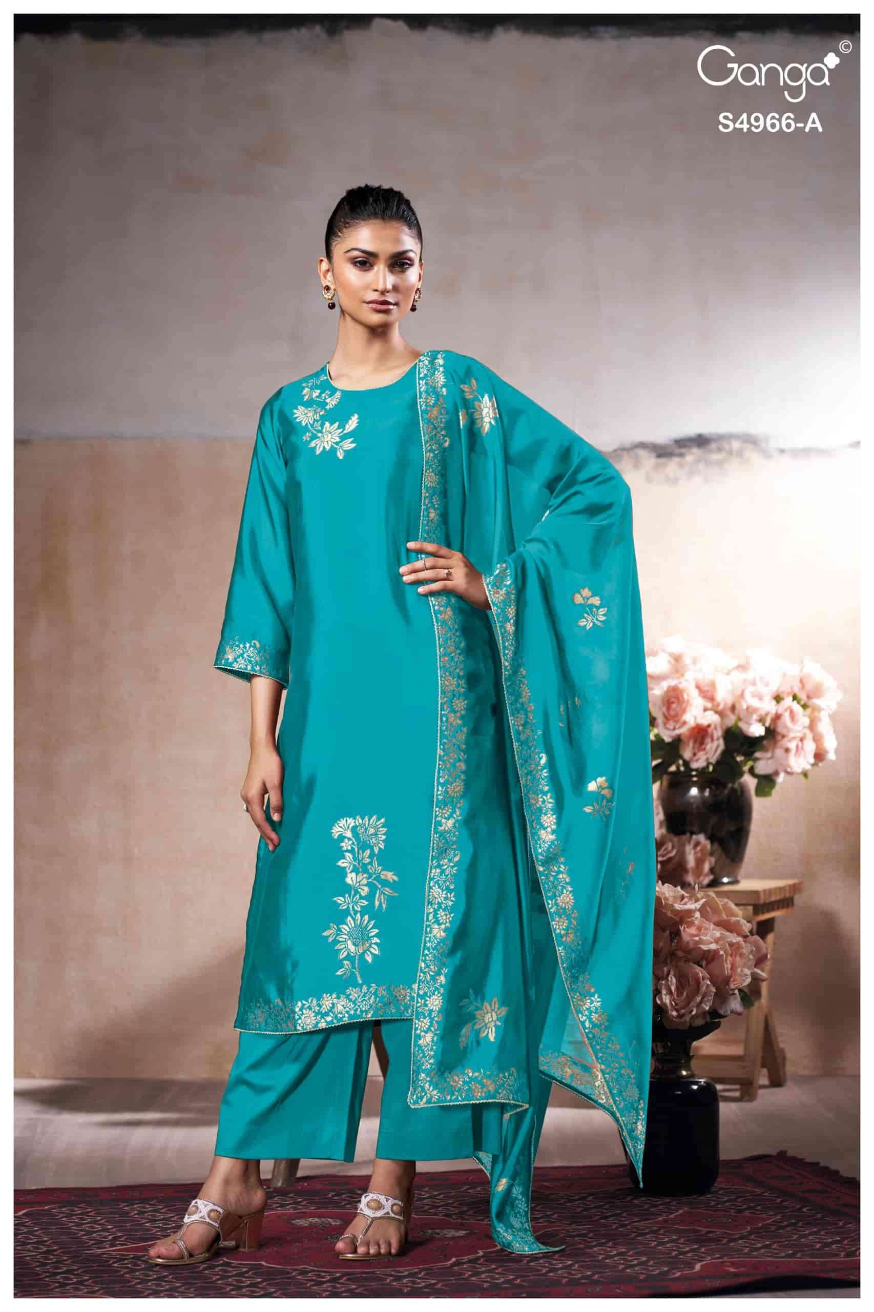 Ganga Fashion Nivora 4966 Premium Woven Silk Jacquard Designer Dress Material