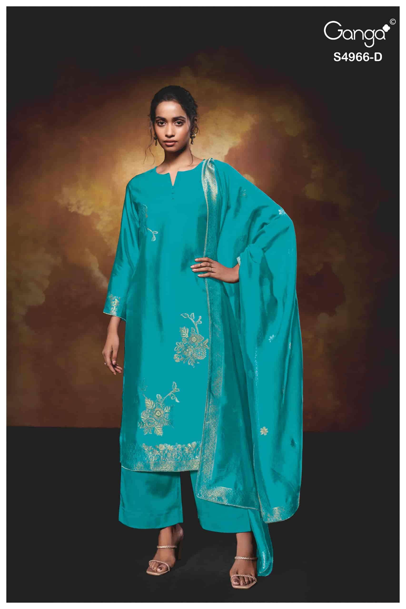 Ganga Fashion Nivora 4966 Premium Woven Silk Jacquard Designer Dress Material
