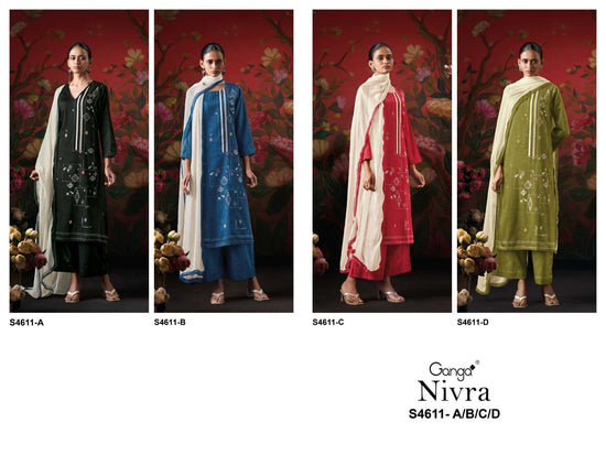 Ganga Fashion Nivra 4611 Premium Cotton Satin Dress Material - Amrah Wholesale