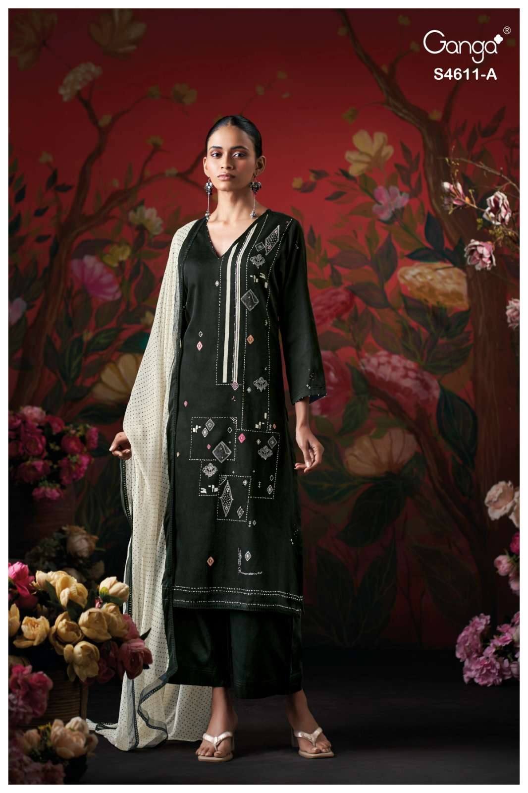 Ganga Fashion Nivra 4611 Premium Cotton Satin Dress Material - Amrah Wholesale