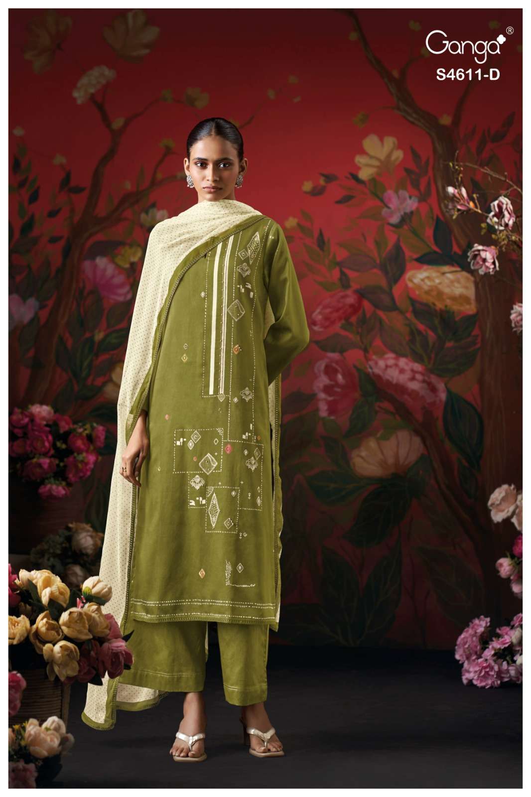 Ganga Fashion Nivra 4611 Premium Cotton Satin Dress Material - Amrah Wholesale