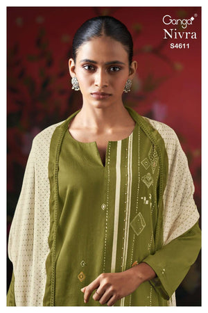 Ganga Fashion Nivra 4611 Premium Cotton Satin Dress Material - Amrah Wholesale