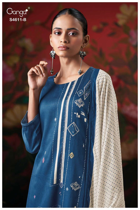 Ganga Fashion Nivra 4611 Premium Cotton Satin Dress Material - Amrah Wholesale