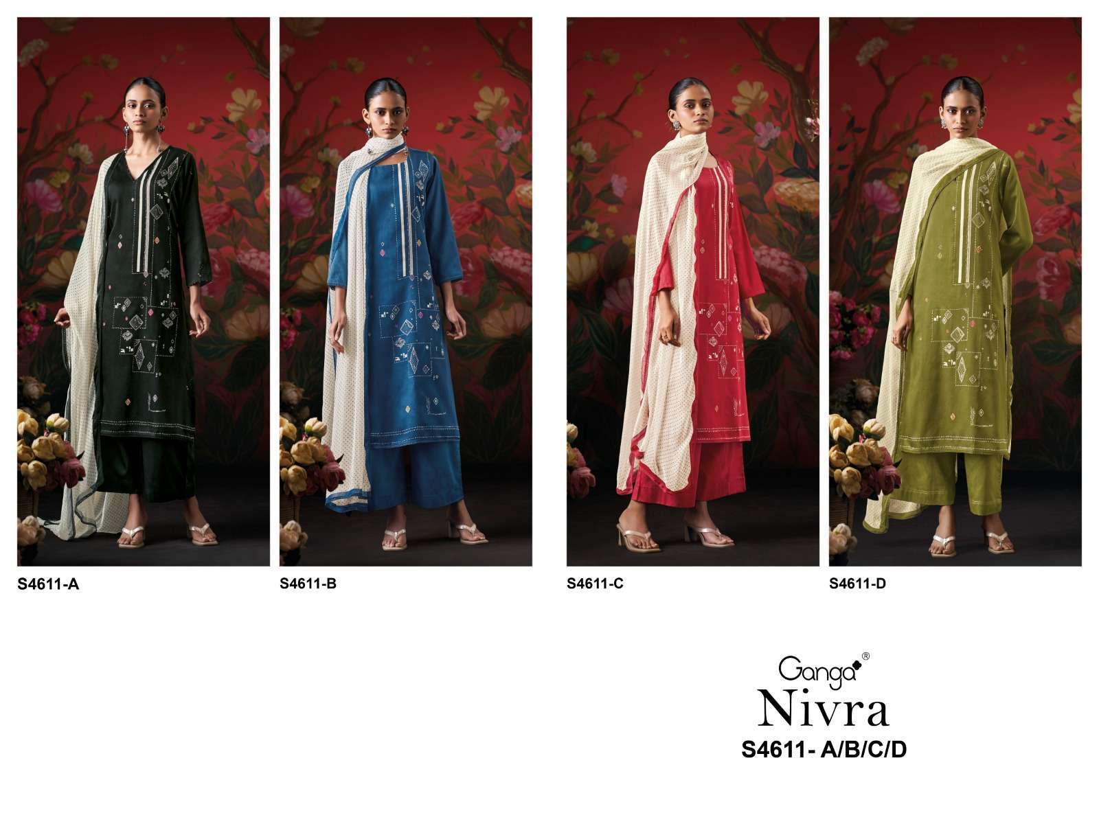 Ganga Fashion Nivra 4611 Premium Cotton Satin Dress Material