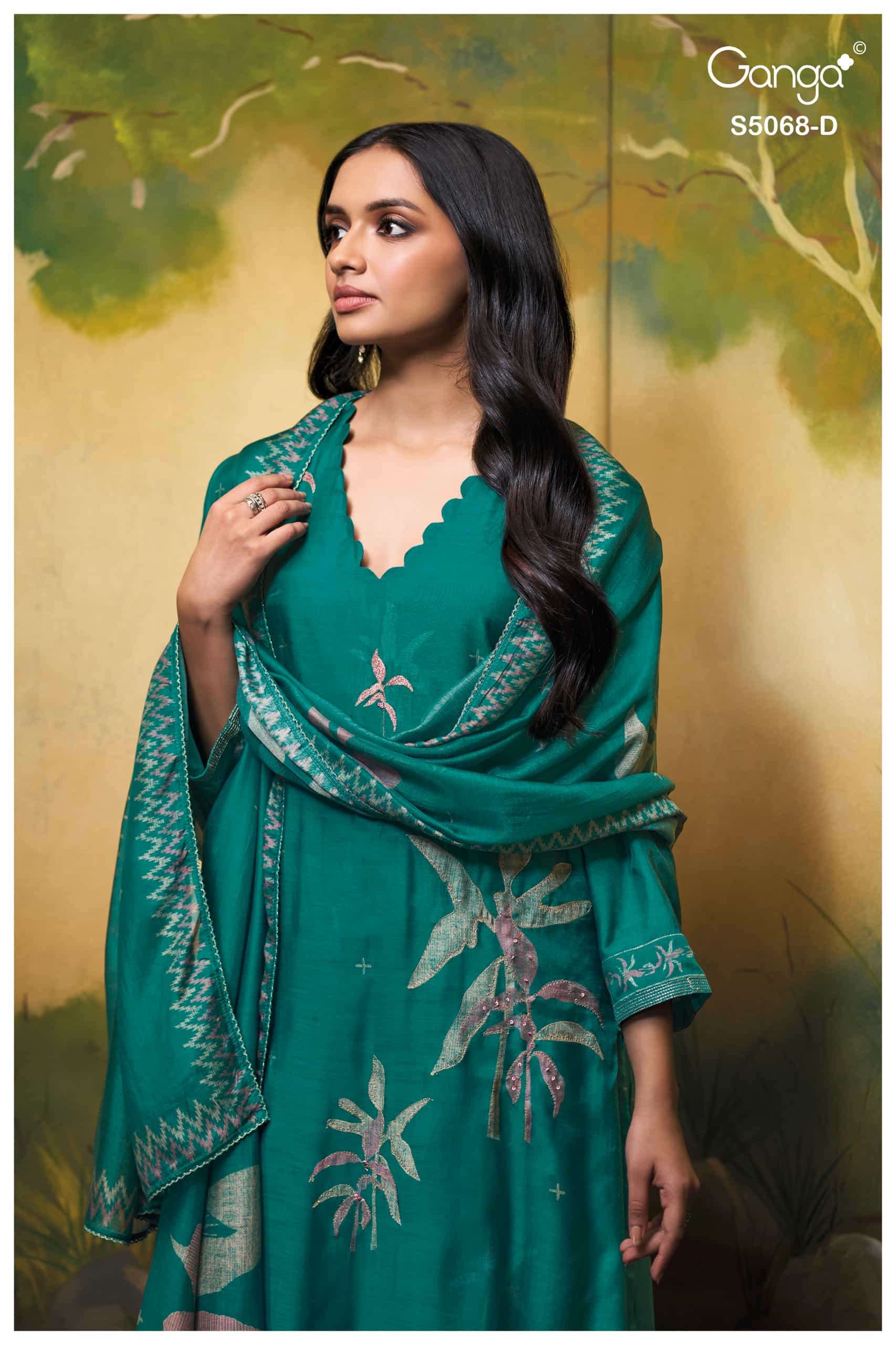 Ganga Fashion Nylah 5068 Premium Pure Bemberg Silk Dress Material