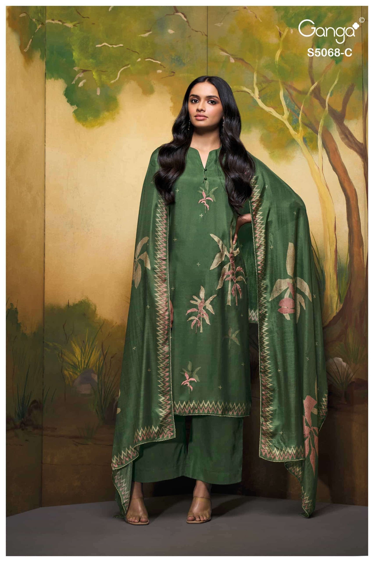 Ganga Fashion Nylah 5068 Premium Pure Bemberg Silk Dress Material