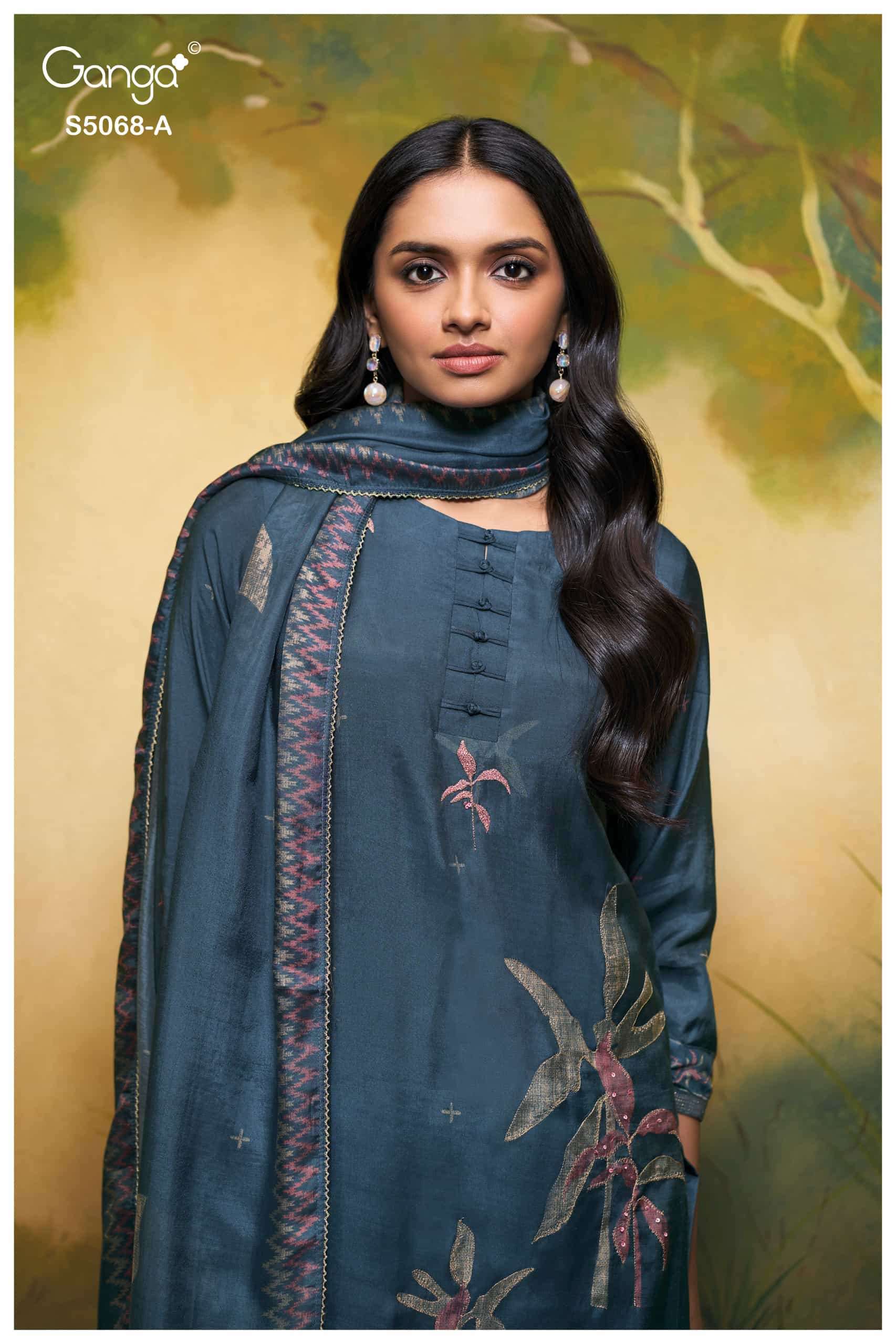 Ganga Fashion Nylah 5068 Premium Pure Bemberg Silk Dress Material