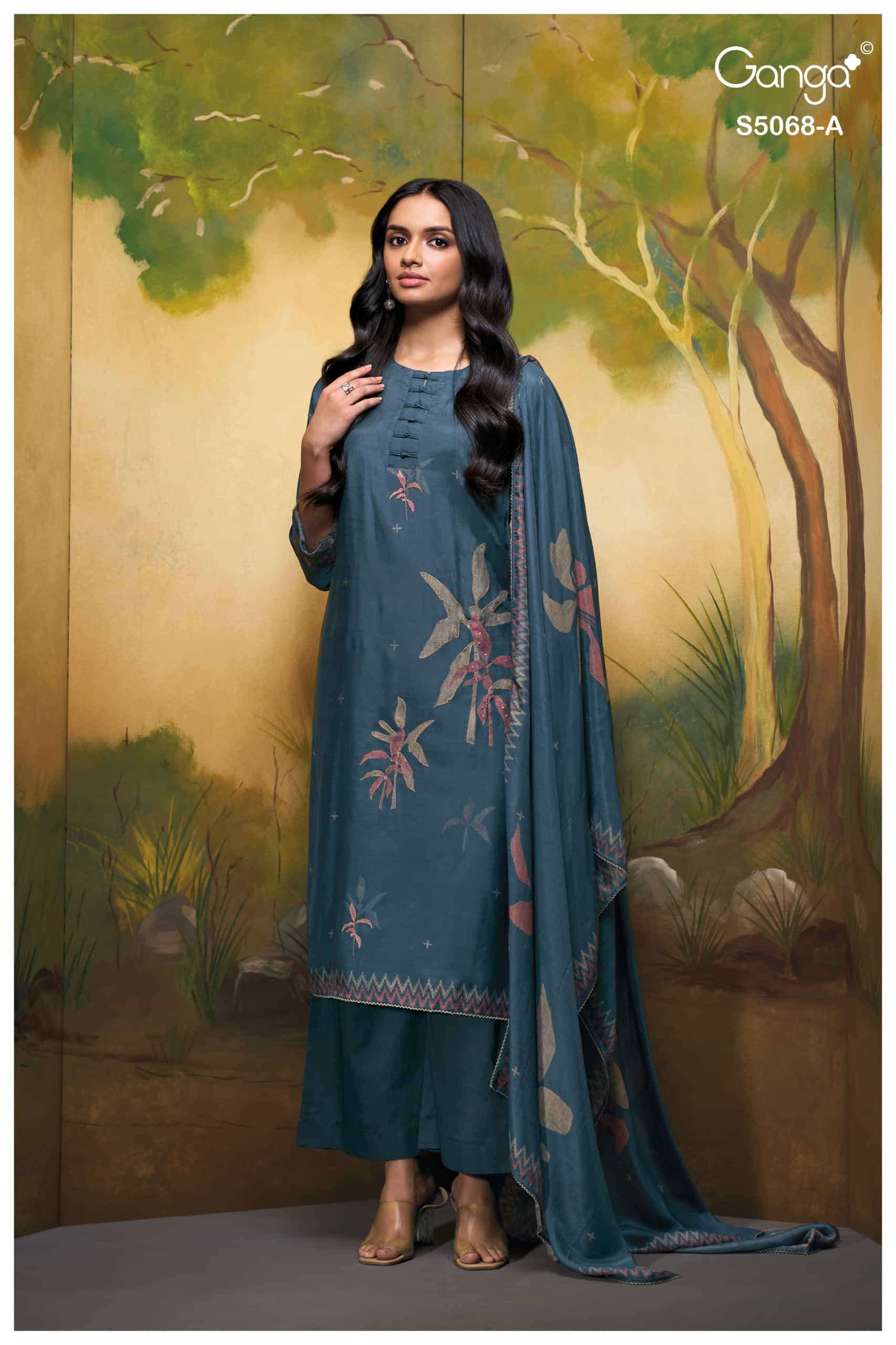 Ganga Fashion Nylah 5068 Premium Pure Bemberg Silk Dress Material