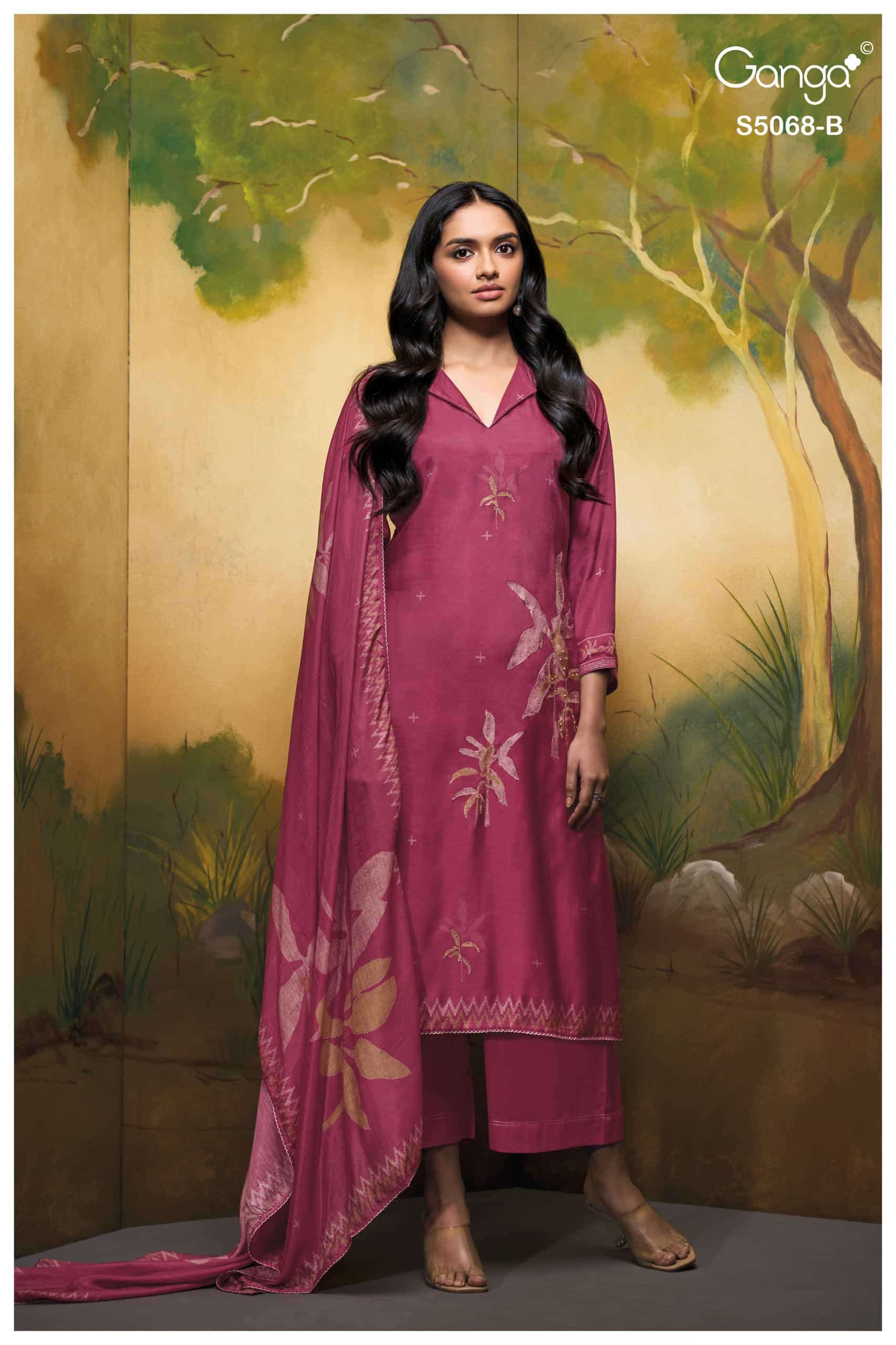 Ganga Fashion Nylah 5068 Premium Pure Bemberg Silk Dress Material