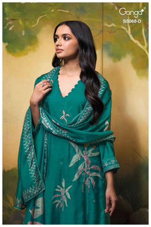 Ganga Fashion Nylah 5068 Premium Pure Bemberg Silk Dress Material - Amrah Wholesale