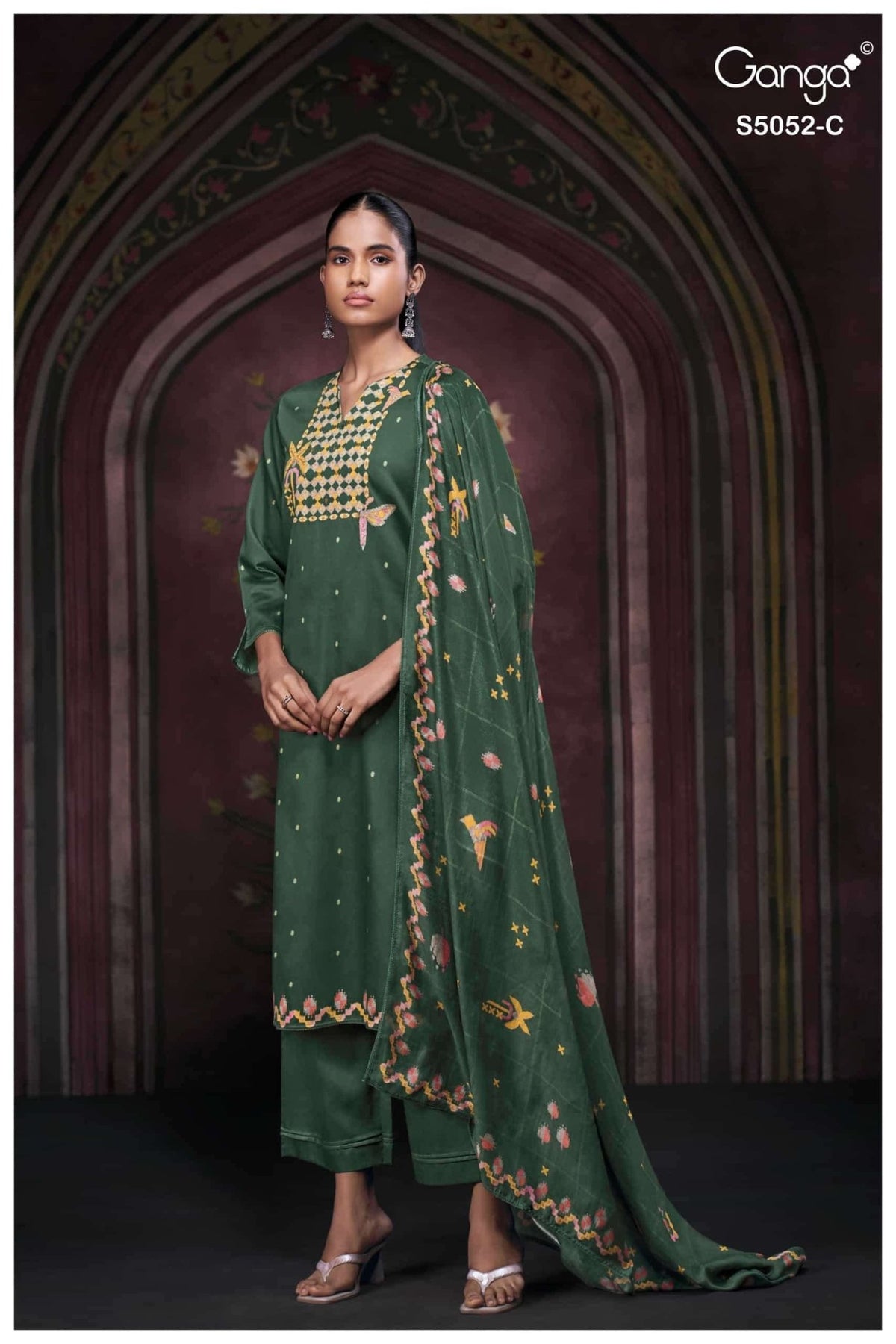 Ganga Fashion Nyrisha 5052 Premium Cotton Satin Dress Material - Amrah Wholesale