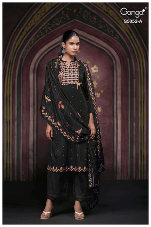Ganga Fashion Nyrisha 5052 Premium Cotton Satin Dress Material - Amrah Wholesale