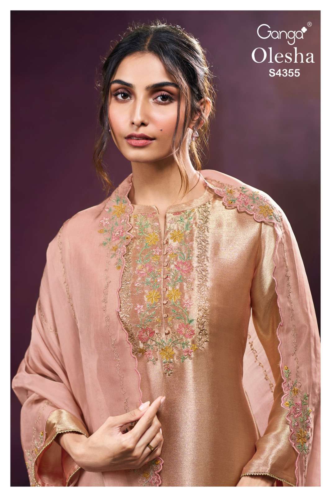 Ganga Fashion Olesha 4355 Pure Bemberg Silk Party Wear Dress Material