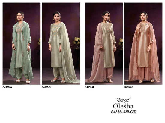 Ganga Fashion Olesha 4355 Pure Bemberg Silk Party Wear Dress Material