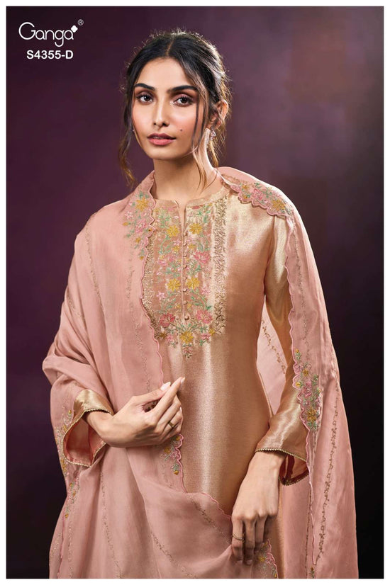 Ganga Fashion Olesha 4355 Pure Bemberg Silk Party Wear Dress Material