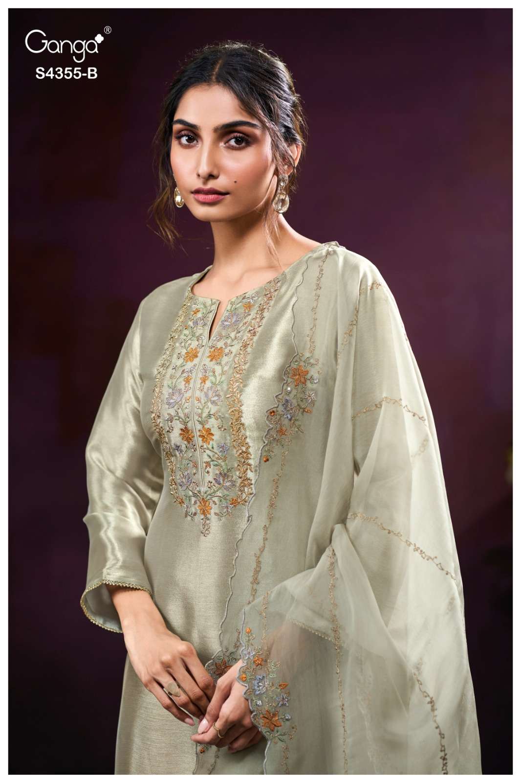 Ganga Fashion Olesha 4355 Pure Bemberg Silk Party Wear Dress Material